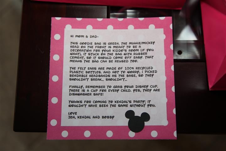 Goodie Bag Note