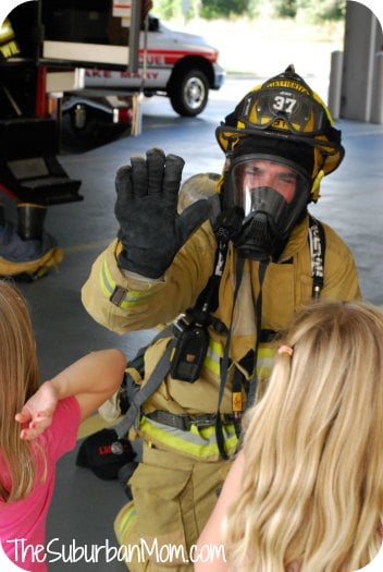 Friendly Firefighter high five
