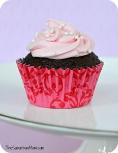 Pink Cool Whip Frosting Chocolate Cupcake