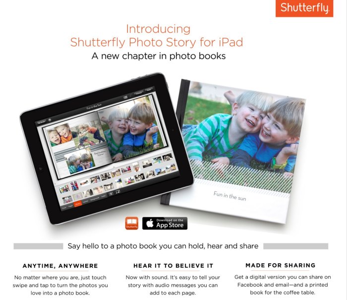 Shutterfly Photo Story iPad App for photo books