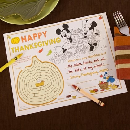 Thanksgiving Mickey Placemat Printable