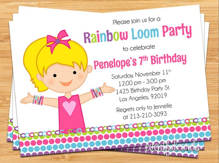 Rainbow Loom Birthday Party Invitation