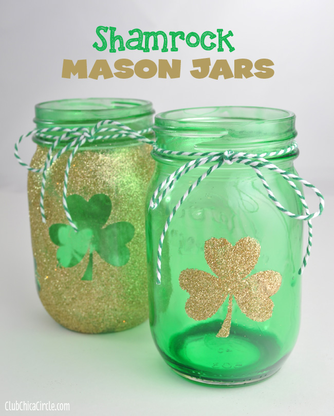 Shamrock Gold and Green Tinted Mason Jars St. Pattys Day1