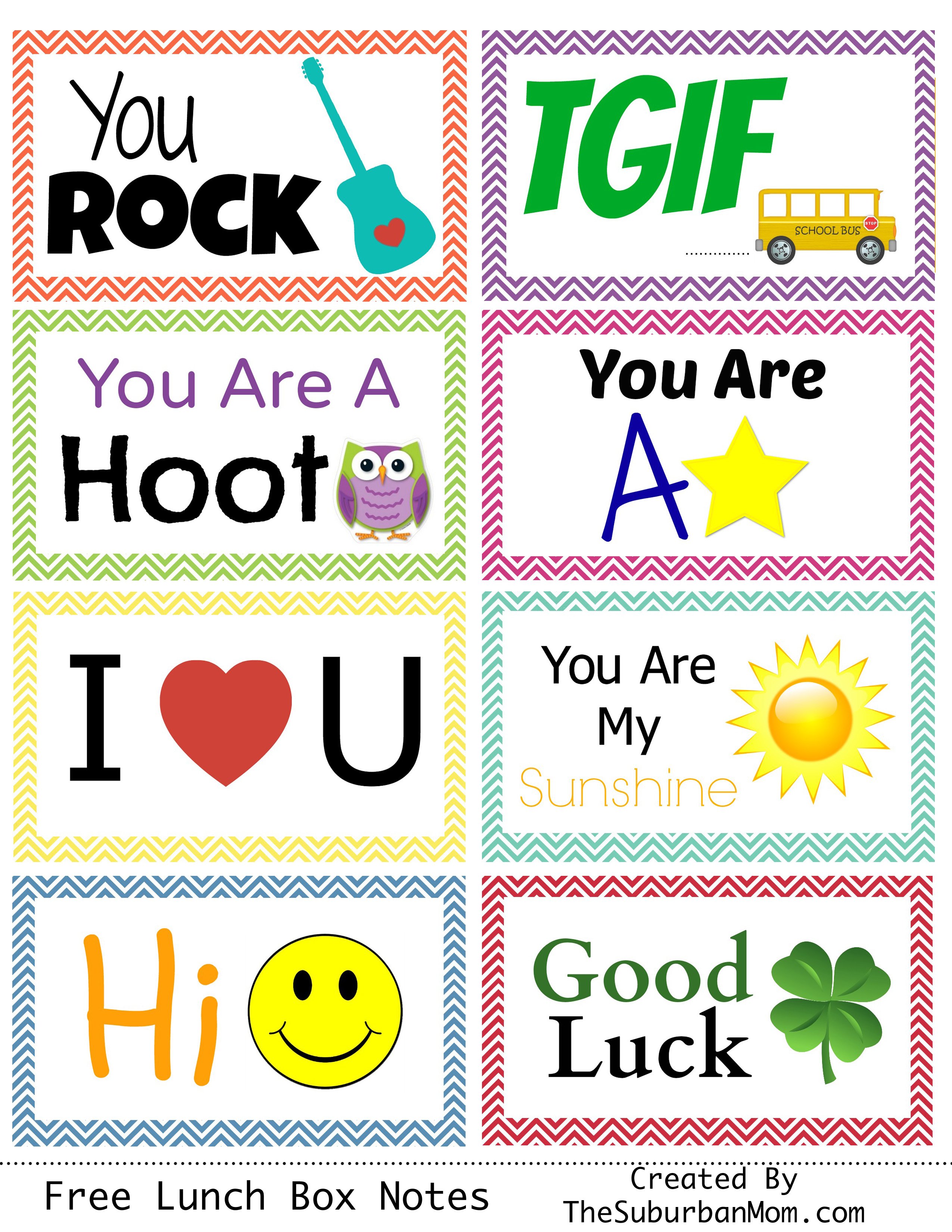 Free Printable Lunch Box Notes