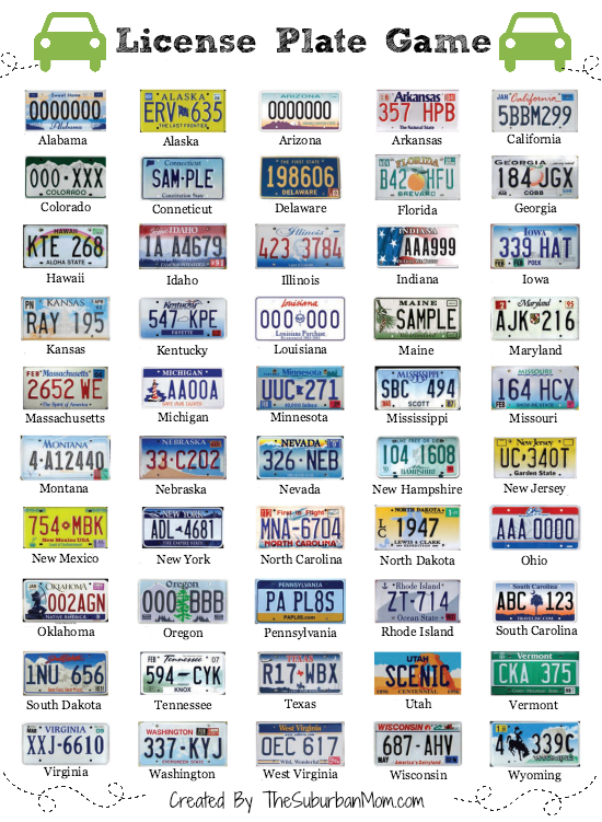 Free Printable License Plate Road Trip Game Boredom Buster!