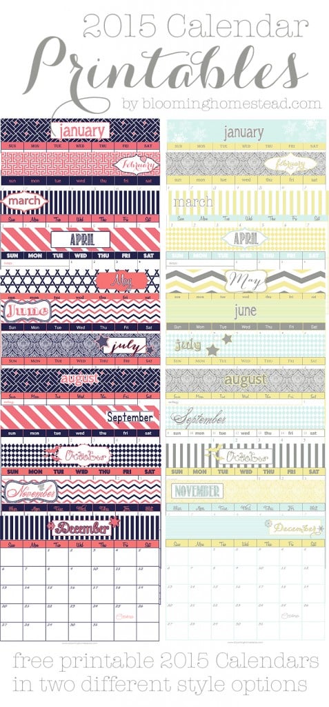 15 Free Printable 2015 Calendars