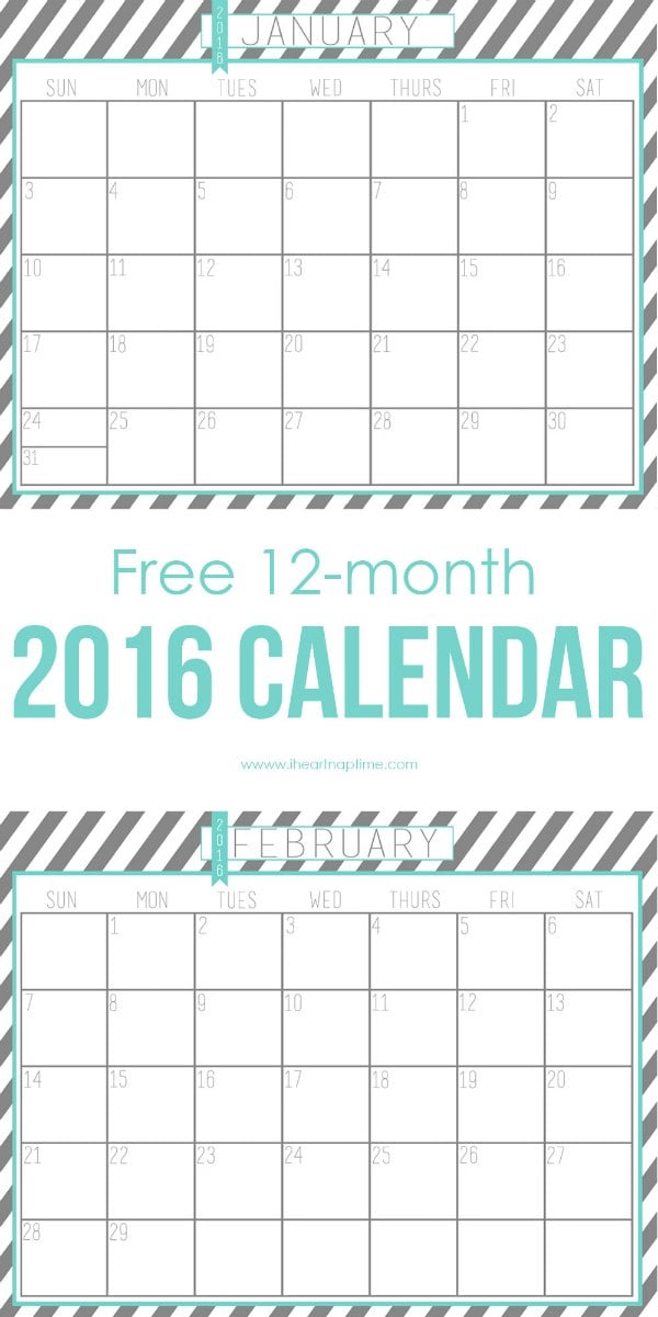 2016 Calendar Printable