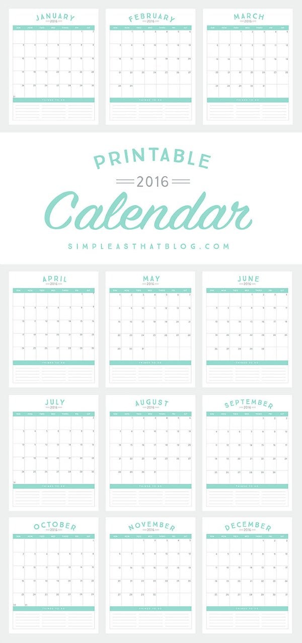 2016 Calendar To Do List