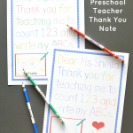 Traceable Preschool Teacher Thank You Note