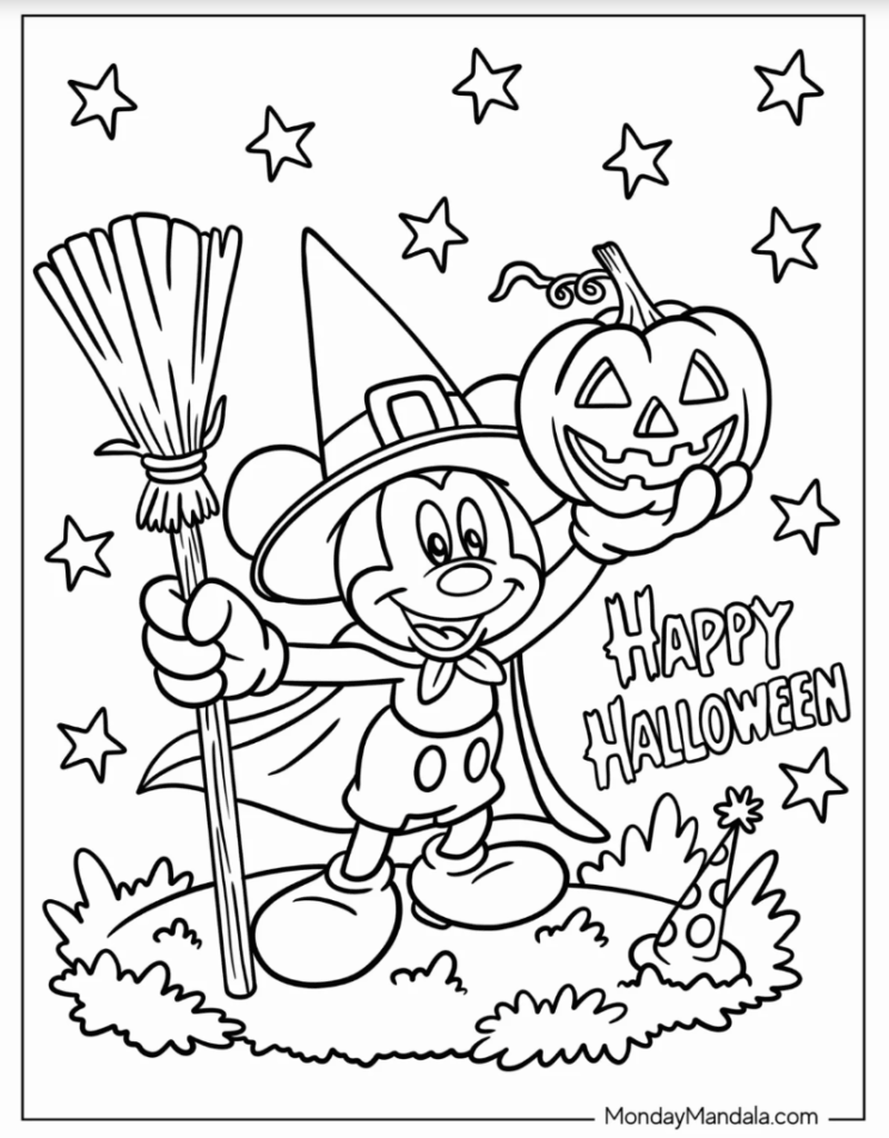 Halloween Mickey Mouse Coloring Page