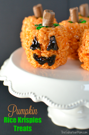 Easy Pumpkin Rice Krispies Treats Recipe - The Suburban Mom