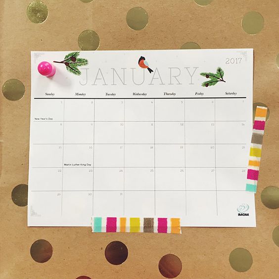 Free 2017 Monthly Calendar