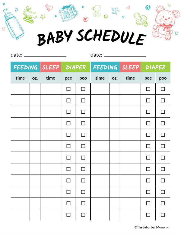 Infant Diaper Changing Chart