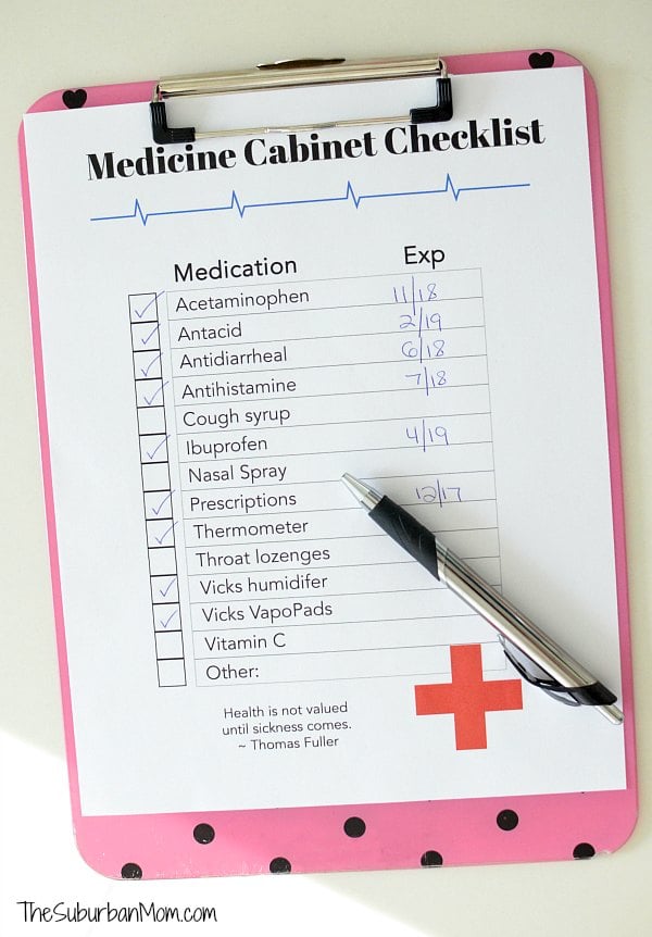 Medicine Cabinet Checklist Printable The Suburban Mom