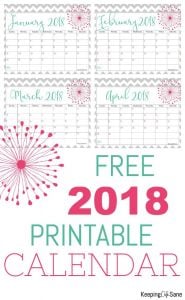 Free 2018 Calendar Printable For Download - The Suburban Mom