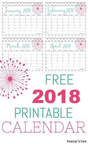 Free 2018 Calendar Printable For Download - The Suburban Mom