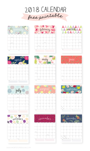 Free 2018 Calendar Printable For Download - The Suburban Mom