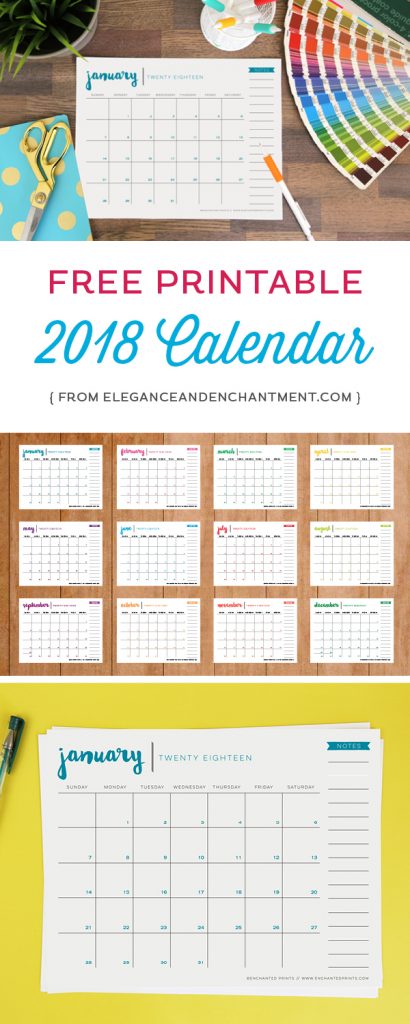 Free 2018 Calendar Printable For Download - The Suburban Mom