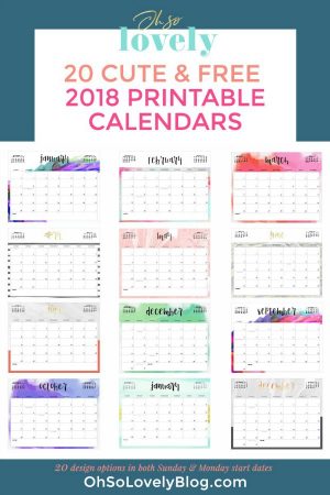 Free 2018 Calendar Printable For Download - The Suburban Mom