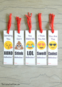 Emoji Bookmark Valentine's Day Cards Free Printable - The Suburban Mom