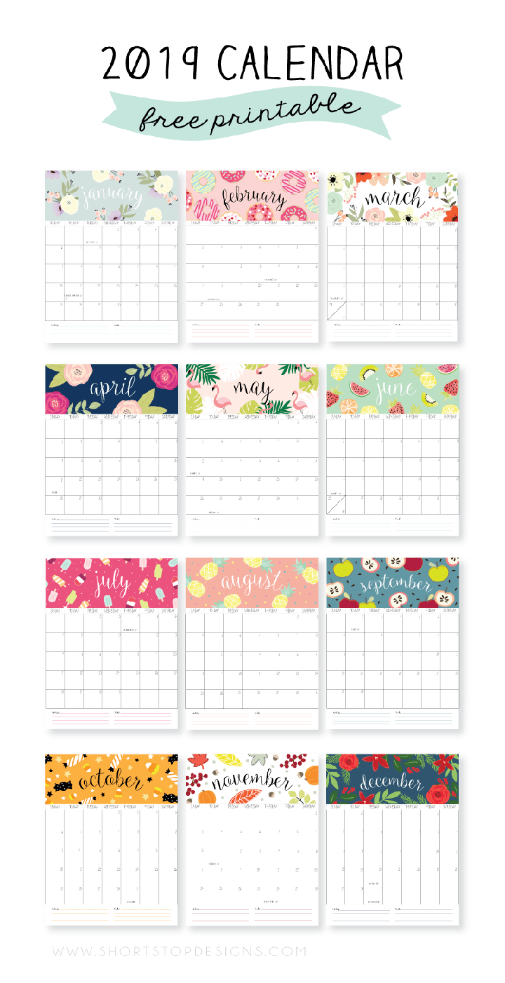 2019 Printable Calendar