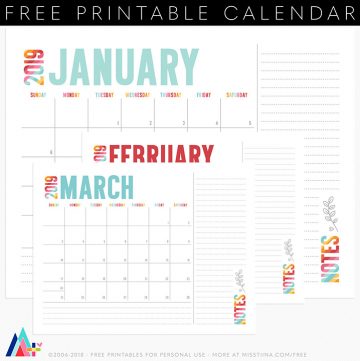 19 Free Printable 2019 Calendars - The Suburban Mom