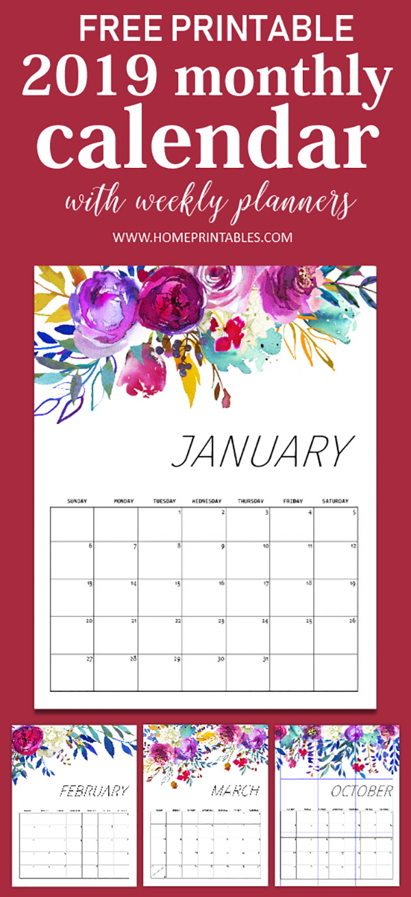 Free Printable Calendar 2019
