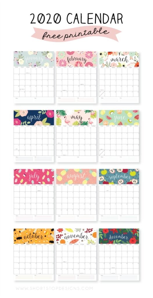 20 Free Printable 2020 Calendars - The Suburban Mom