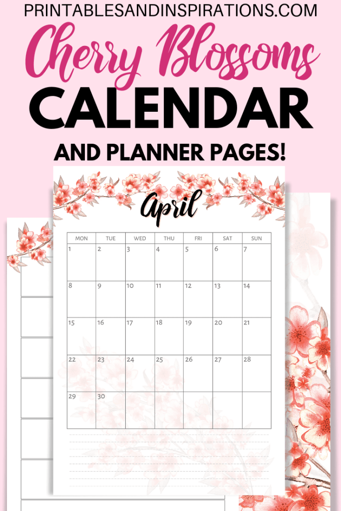 Cherry Blossoms Calendar Printable