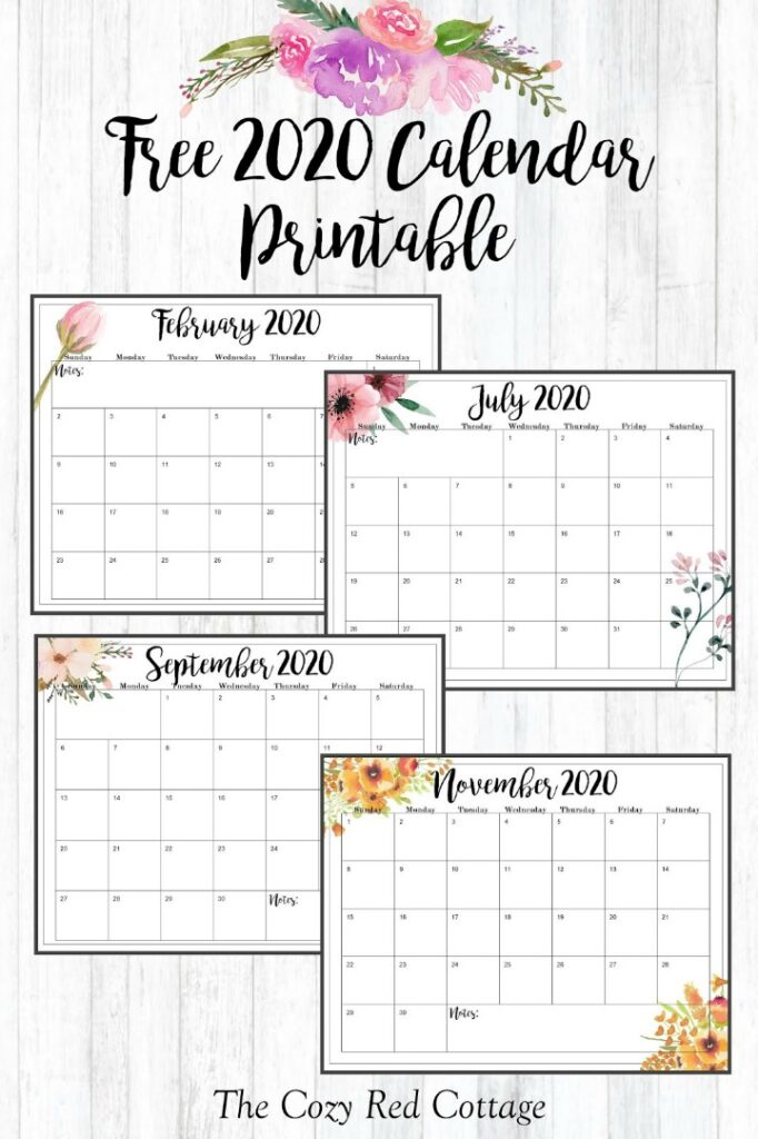 20 Free Printable 2020 Calendars - Floral 2020 Calendar Printable 682x1024