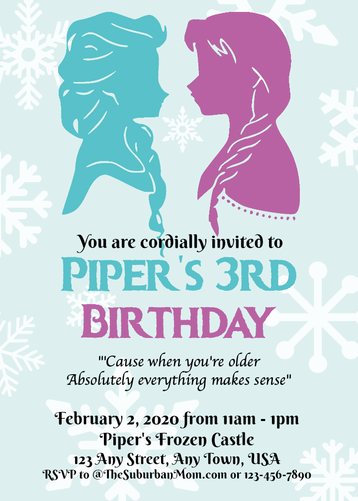 Anna Elsa Frozen Birthday Invitation