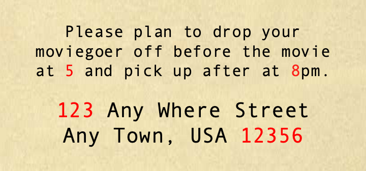 Drop Off Party Note