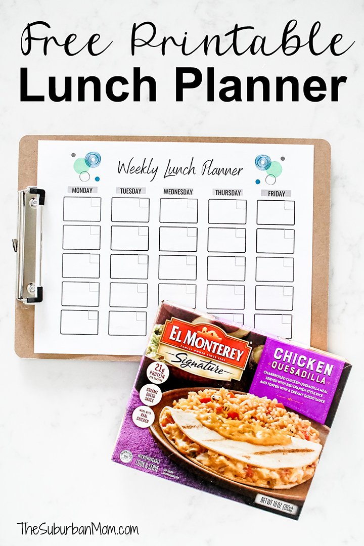 Free Printable Lunch Planner