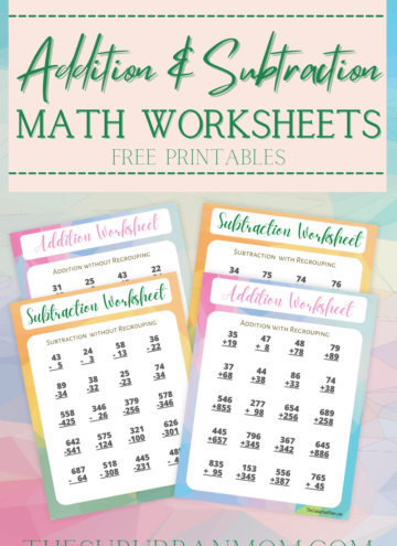 Addition Subtraction Math Worksheets Printable