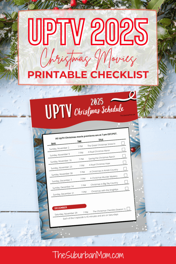 UpTV Christmas Movie 2025 Schedule Checklist